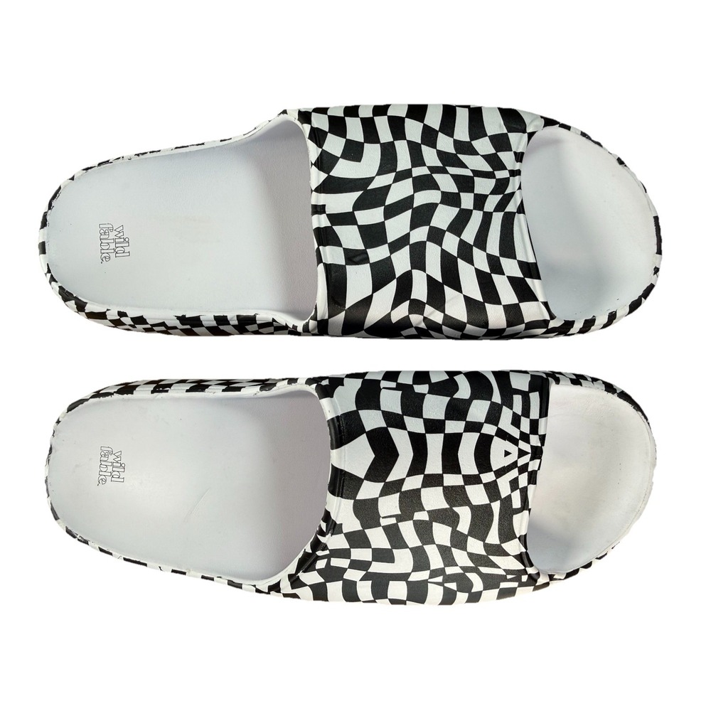 Wild Fable Black And White Slides Sz 10 New Sandals Women's